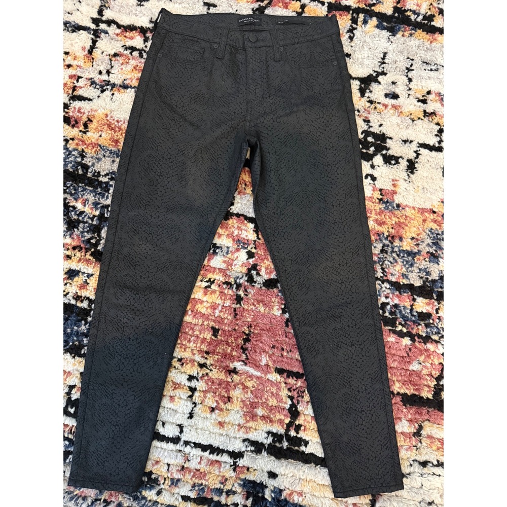 Banana Republic Womens Black Snakeskin Print Mid-Rise Skinny Jeans Size 28 Reg